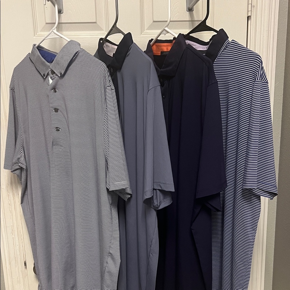 Lot of 4 Greyson Men's Polo Shirts Collection - Blue, Gray, Navy